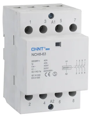 NCH8 SERİSİ SESSİZ KONTAKTÖR 4x40A 4NA 220230 V AC BOBİNLİ - 1