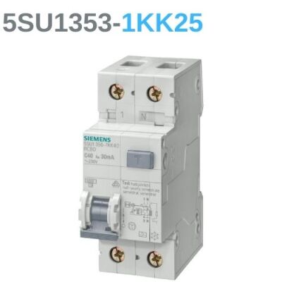 5SU13 SERİSİ KAÇAK AKIM KORUMA RÖLELİ N OTOMAT C25A 4.5kA 240V 30mA MONOFAZE - 1